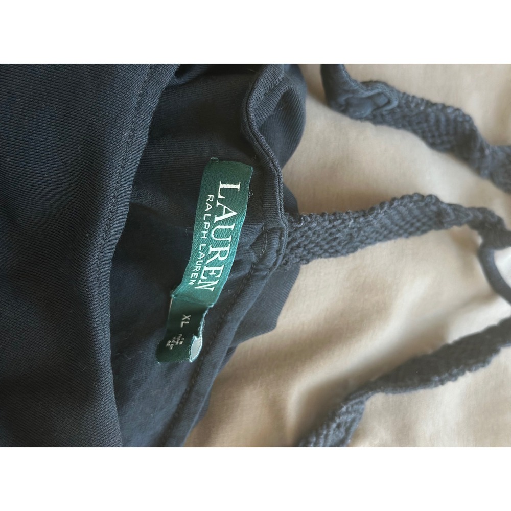 Lauren Ralph Lauren Vintage Black Macrame Racerback Tank XL Cotton Blend Solid - Picture 6 of 7